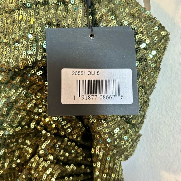 NWT MAC DUGGAL One Shoulder Sequin Midi Dress - Picture 5 of 9